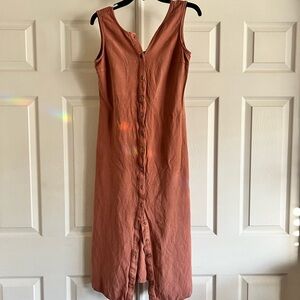 Brown Sleeveless V-Neck Midi Sheath Dress